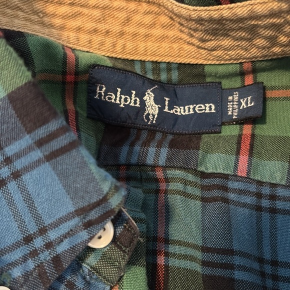 Ralph Lauren men’s green plaid long sleeve button down shirt size XL - Picture 7 of 8